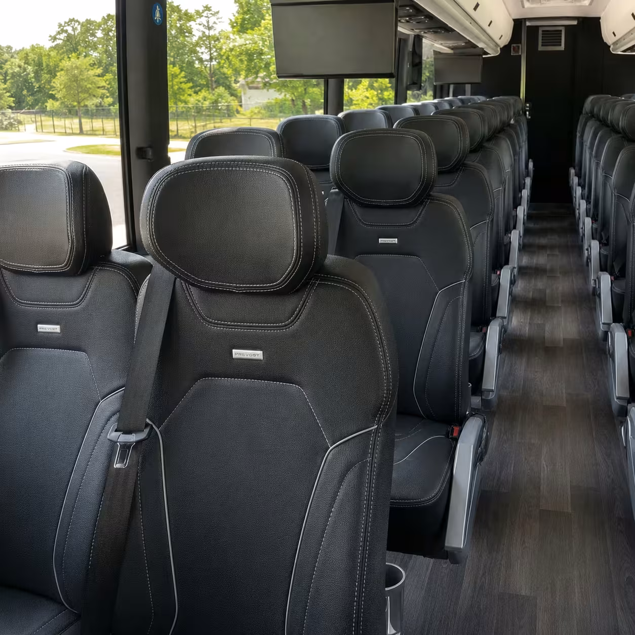 56 passenger charter bus inside